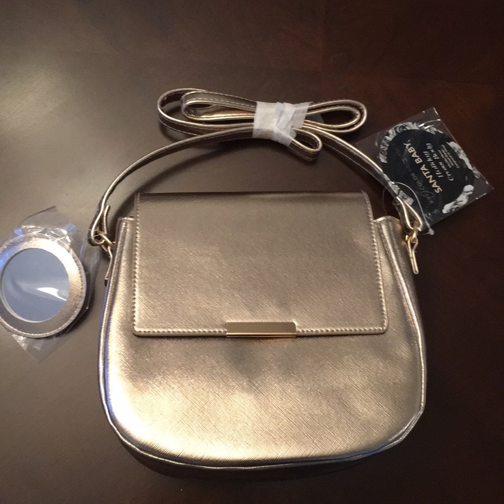 Metallic rose gold side bag